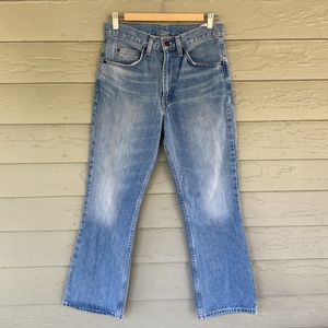 Cropped high waisted orange tab Levis